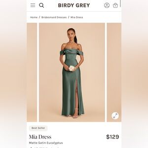 Birdy Grey Matte Satin Eucalyptus Gown
